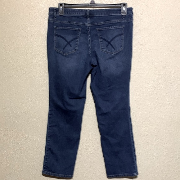 Christopher & Banks Jeans 12P Blue Stretchy Embroidery Straight Mid Rise Cotton - Picture 9 of 16